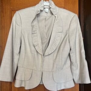 White House Black Market Light Beige Ruffle Blazer